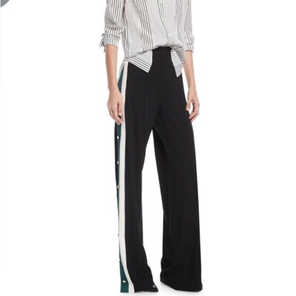 Veronica Beard Russo Side Button Striped Trousers - image 1
